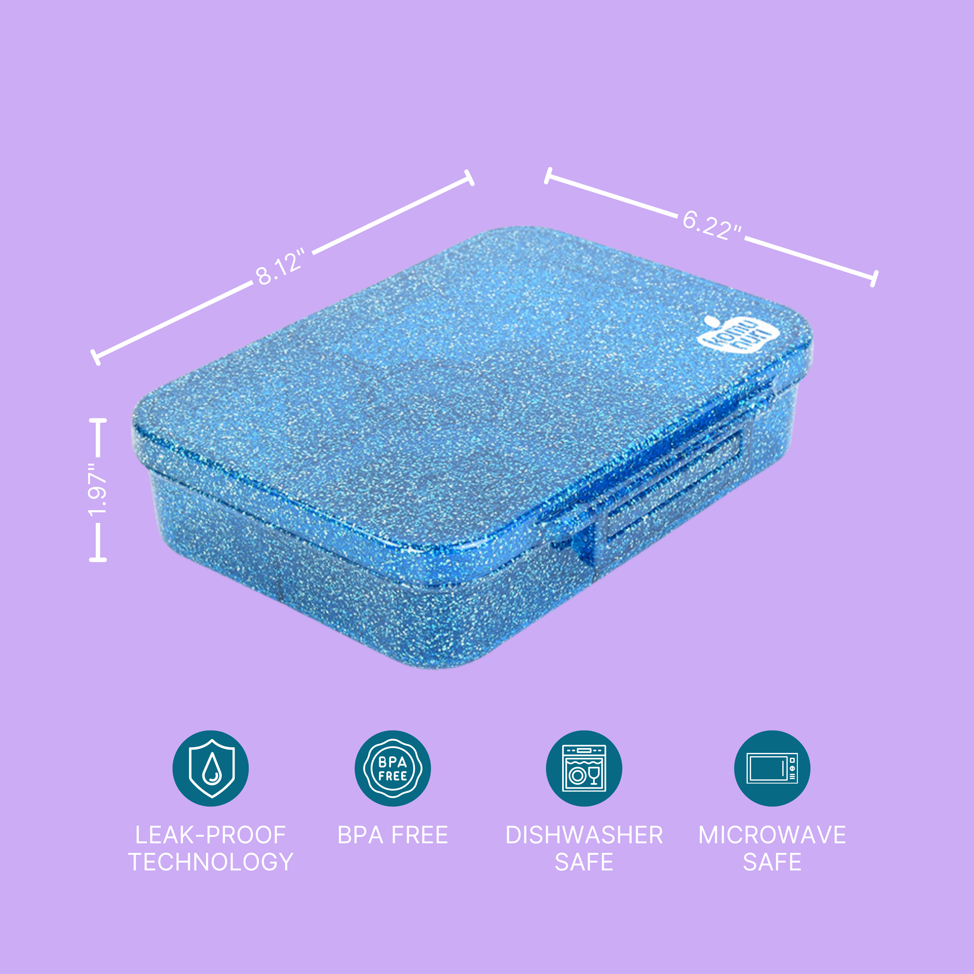 Premium Tritan LeakProof Bento Lunch Box - 4 or 5 Compartments - Glitter - Blue