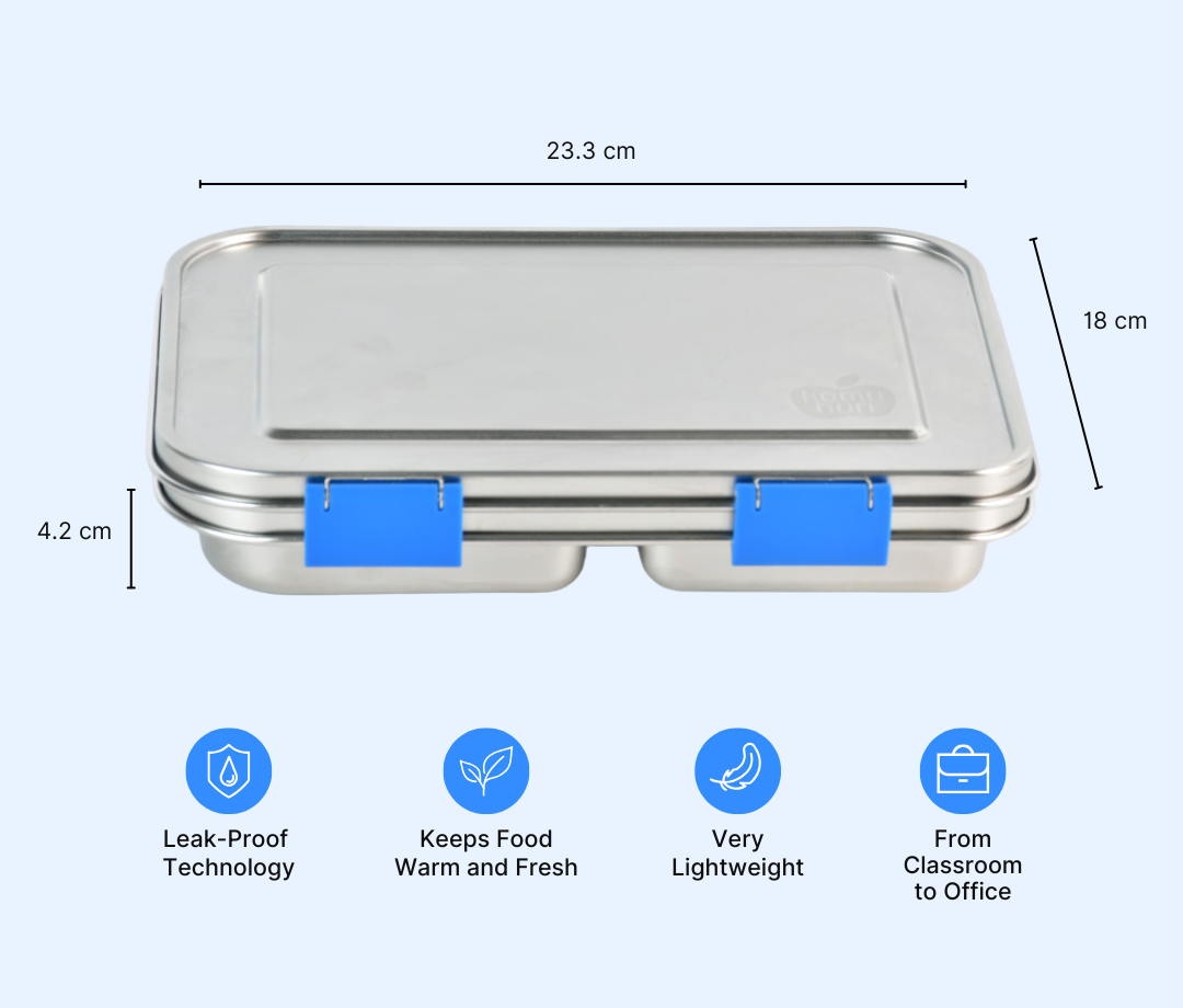 Bundle - Komunuri Leakproof Stainless Steel Bento Lunch Box & Stainless Steel Snack Box - Electric Blue