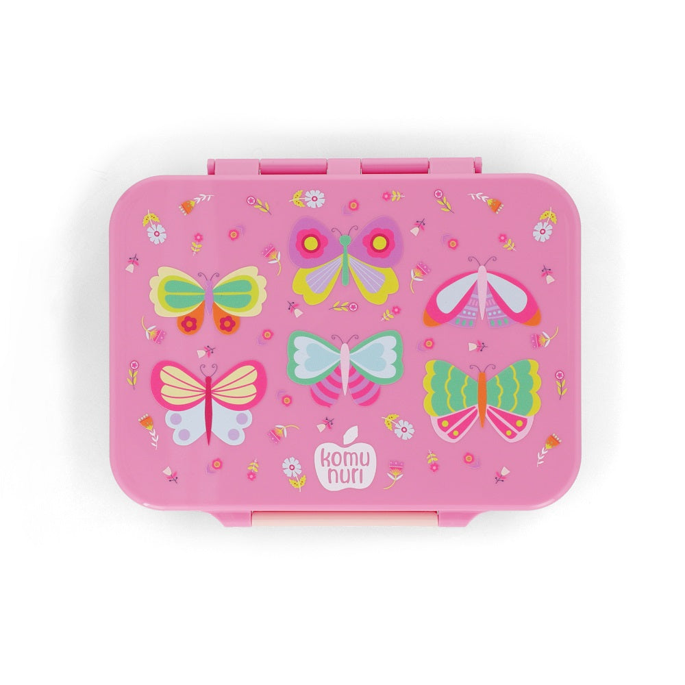 Premium Tritan LeakProof Bento Lunch Box - 4 or 5 Compartments - True Pink - Butterflies & Flowers