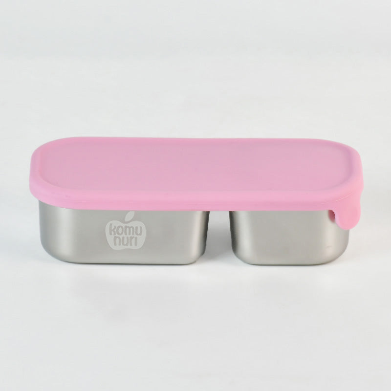Bundle - Komunuri Leakproof Stainless Steel Bento Lunch Box & Stainless Steel Snack Box - Bubblegum Pink
