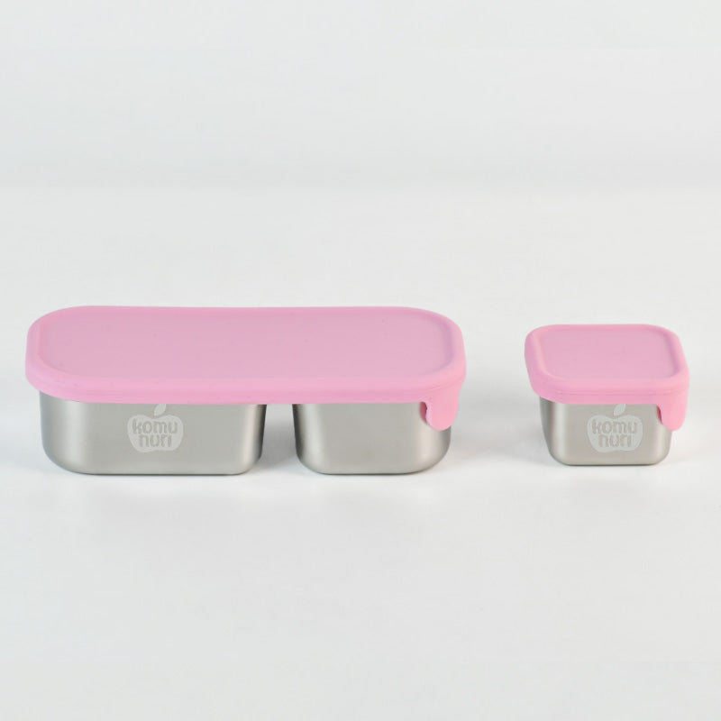 Komunuri Leakproof Stainless Steel Snack Box - Set of 2 - Bubblegum Pink