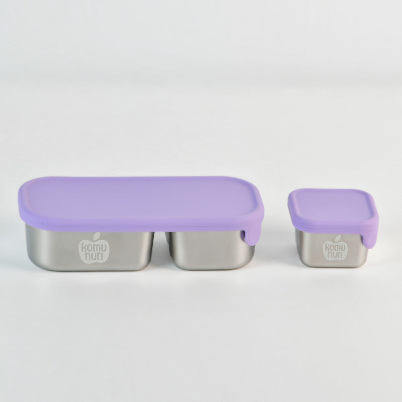 Komunuri Leakproof Stainless Steel Snack Box - Set of 2 - Lavender