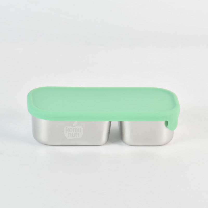 Bundle - Komunuri Leakproof Stainless Steel Bento Lunch Box & Stainless Steel Snack Box - Mint Aqua