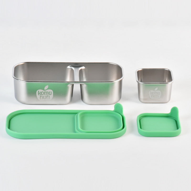 Komunuri Leakproof Stainless Steel Snack Box - Set of 2 - Mint Aqua