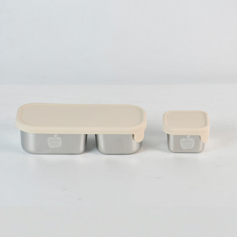 Komunuri Leakproof Stainless Steel Snack Box - Set of 2 - Ivory Cream