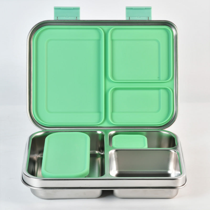 Bundle - Komunuri Leakproof Stainless Steel Bento Lunch Box & Stainless Steel Snack Box - Mint Aqua