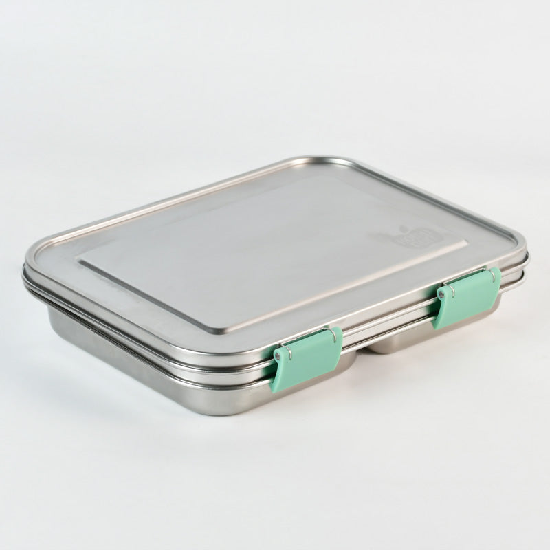 Bundle - Komunuri Leakproof Stainless Steel Bento Lunch Box & Stainless Steel Snack Box - Mint Aqua
