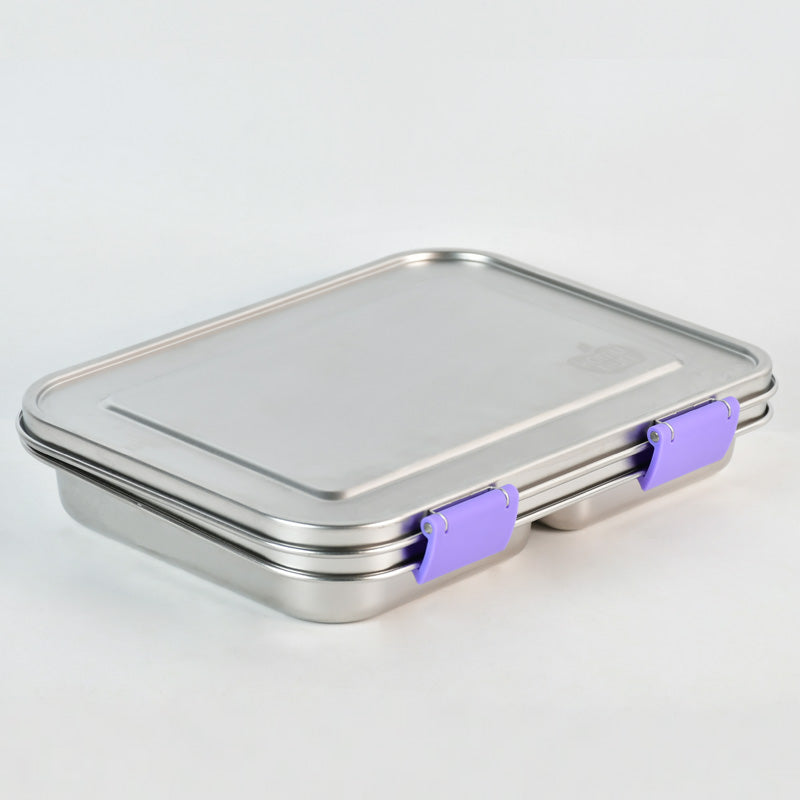 Komunuri Leakproof Stainless Steel Bento Lunch Box - 3 Compartments - Lavender
