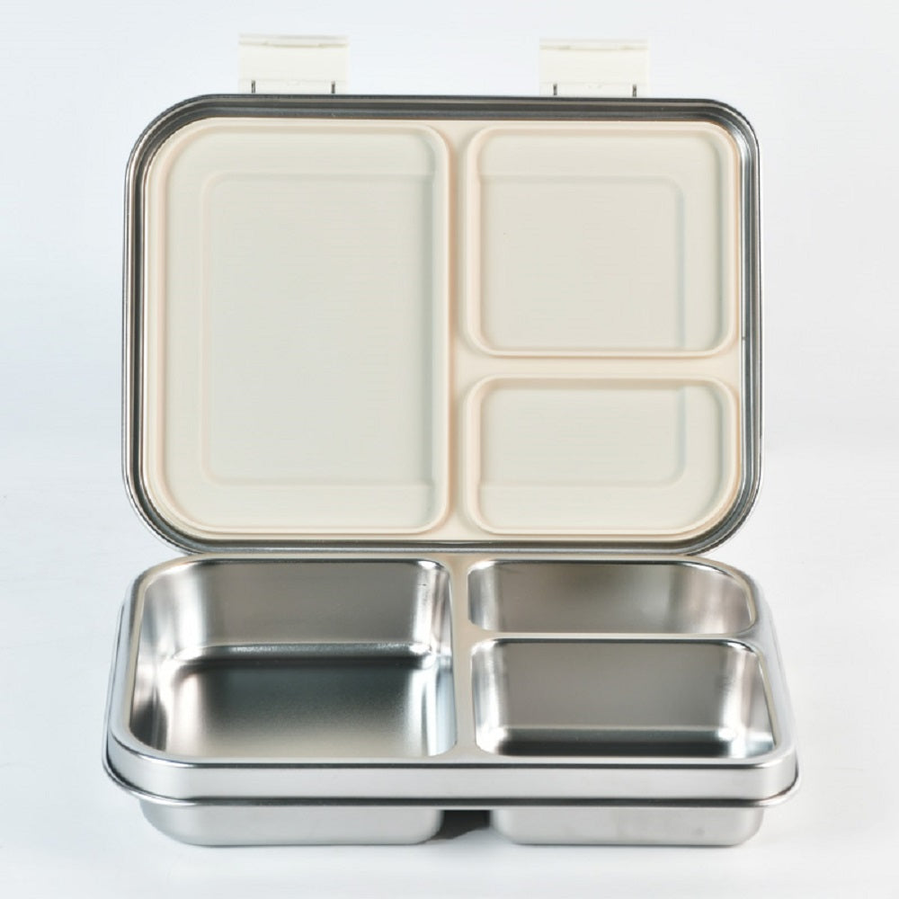 Bundle - Komunuri Leakproof Stainless Steel Bento Lunch Box & Stainless Steel Snack Box - Ivory Cream