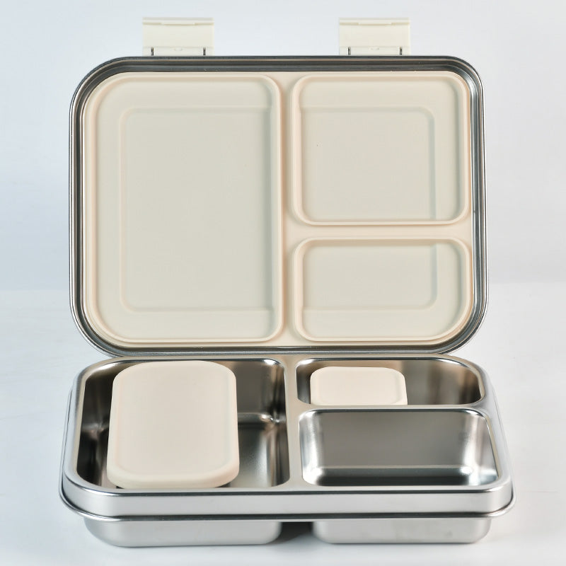 Bundle - Komunuri Leakproof Stainless Steel Bento Lunch Box & Stainless Steel Snack Box - Ivory Cream