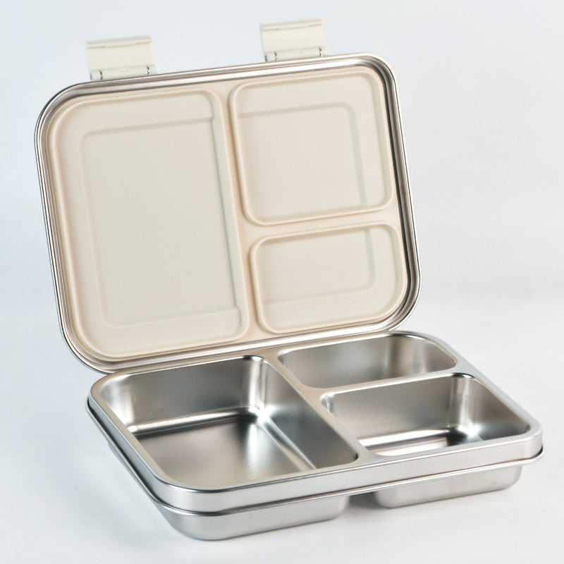 Bundle - Komunuri Leakproof Stainless Steel Bento Lunch Box & Stainless Steel Snack Box - Ivory Cream