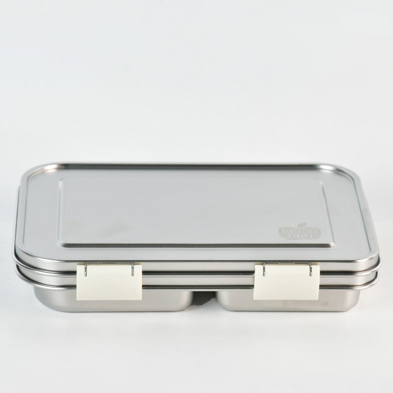 Komunuri Leakproof Stainless Steel Bento Lunch Box - 3 Compartments - Ivory Cream