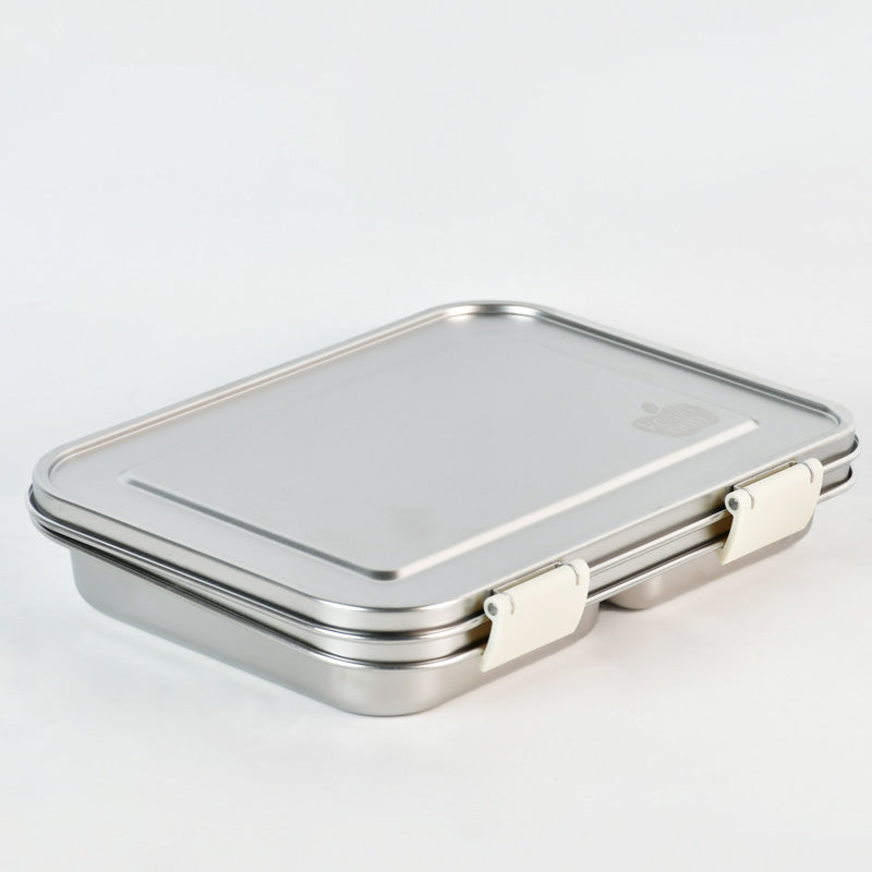 Komunuri Leakproof Stainless Steel Bento Lunch Box - 3 Compartments - Ivory Cream