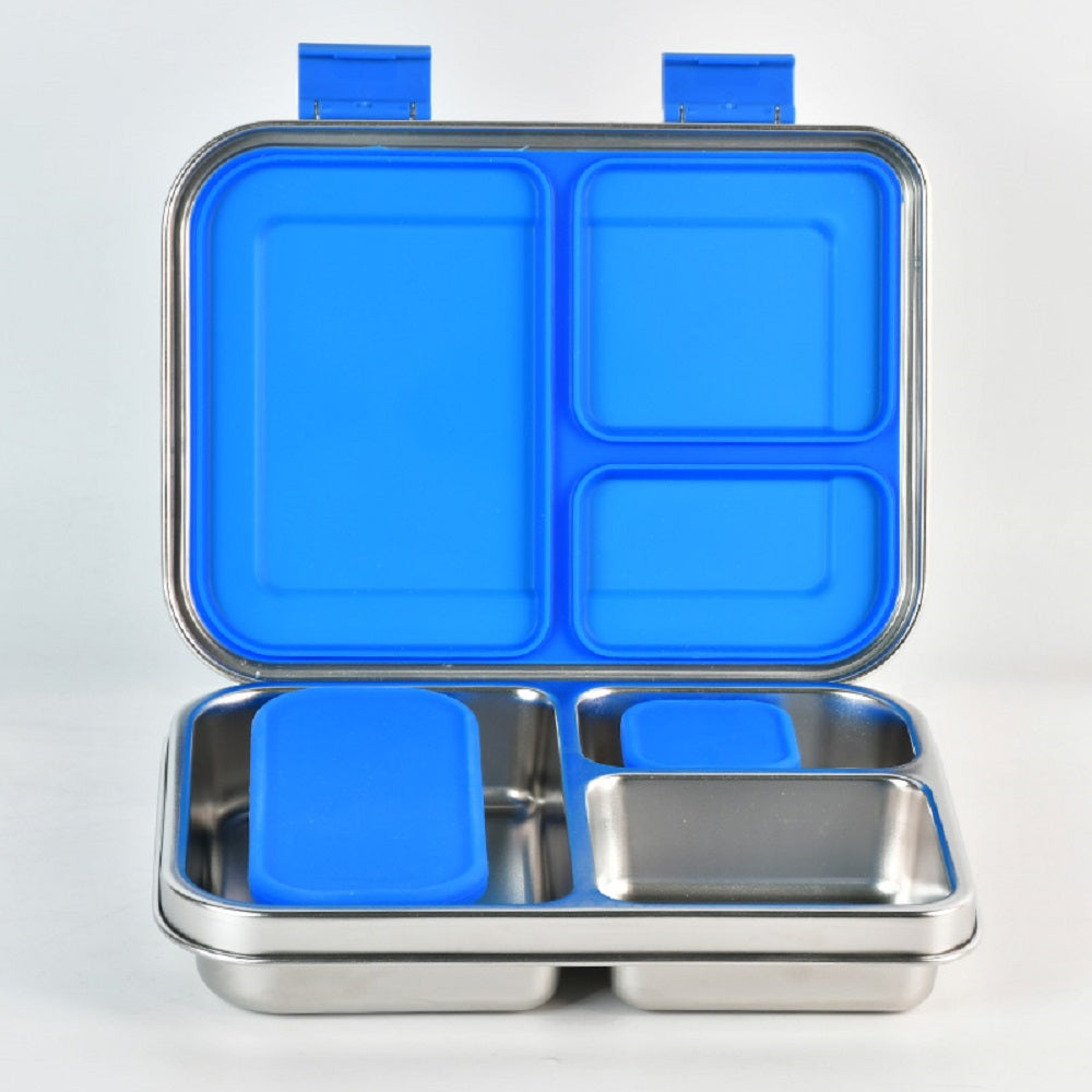 Bundle - Komunuri Leakproof Stainless Steel Bento Lunch Box & Stainless Steel Snack Box - Electric Blue