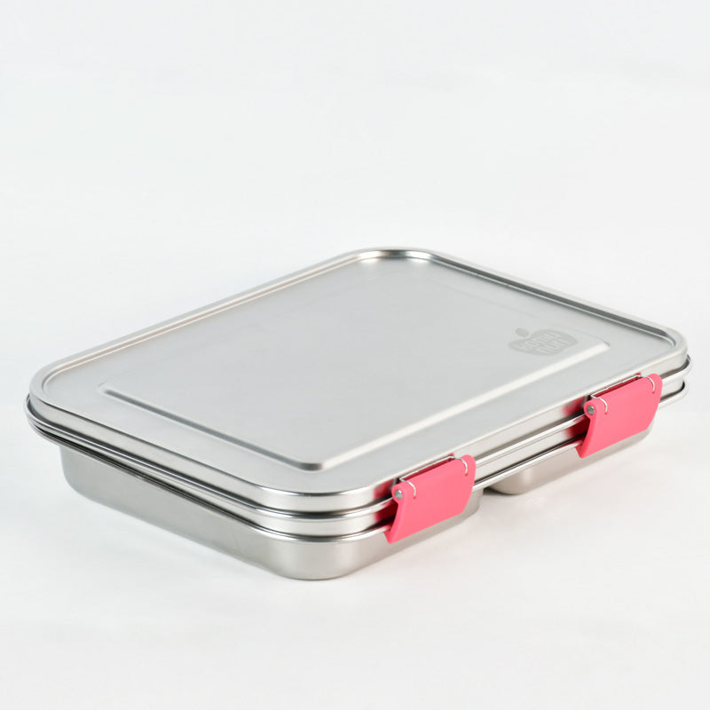 Komunuri Leakproof Stainless Steel Bento Lunch Box - 3 Compartments - Bubblegum Pink