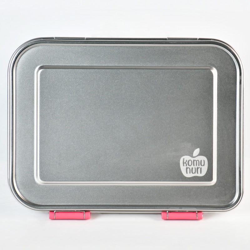 Komunuri Leakproof Stainless Steel Bento Lunch Box - 3 Compartments - Bubblegum Pink