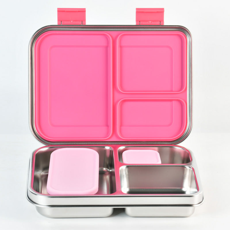 Bundle - Komunuri Leakproof Stainless Steel Bento Lunch Box & Stainless Steel Snack Box - Bubblegum Pink
