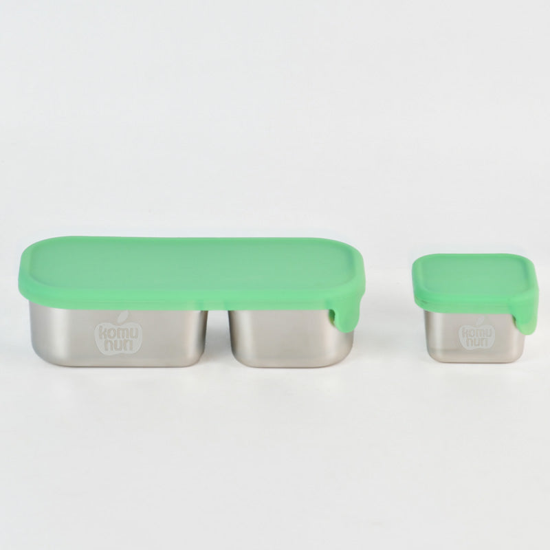 Komunuri Leakproof Stainless Steel Snack Box - Set of 2 - Mint Aqua