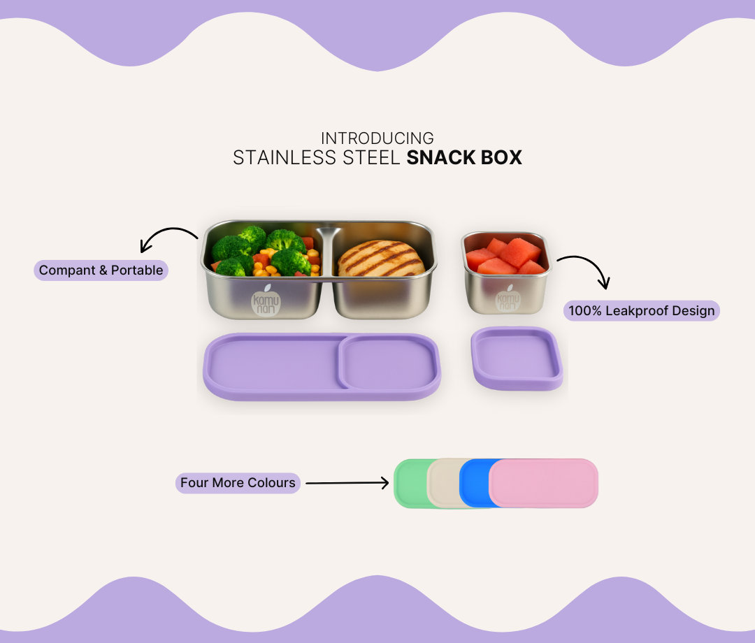 Komunuri Leakproof Stainless Steel Snack Box - Set of 2 - Ivory Cream