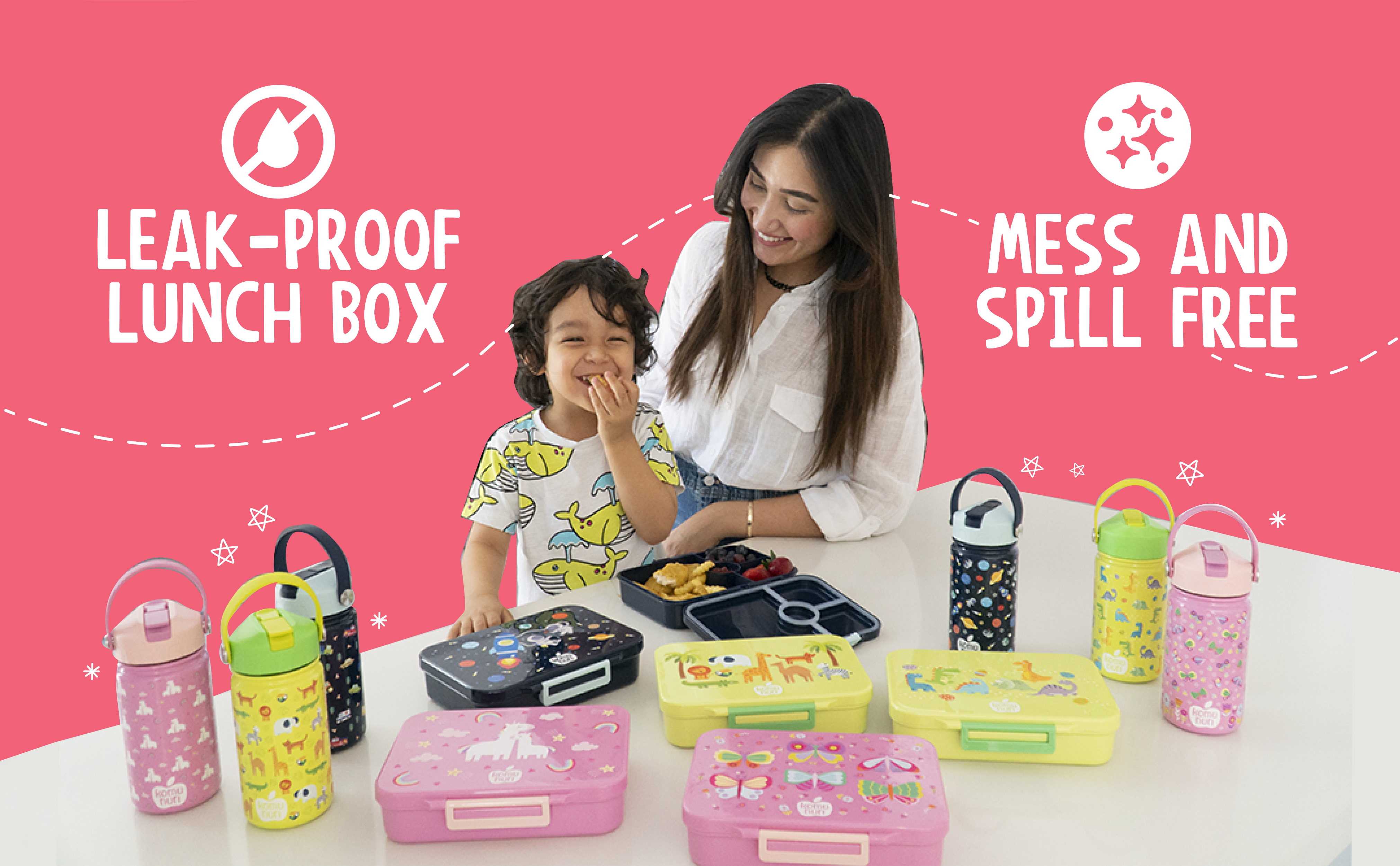 Premium Tritan LeakProof Bento Lunch Box - 4 Compartments - Glitter - Pink