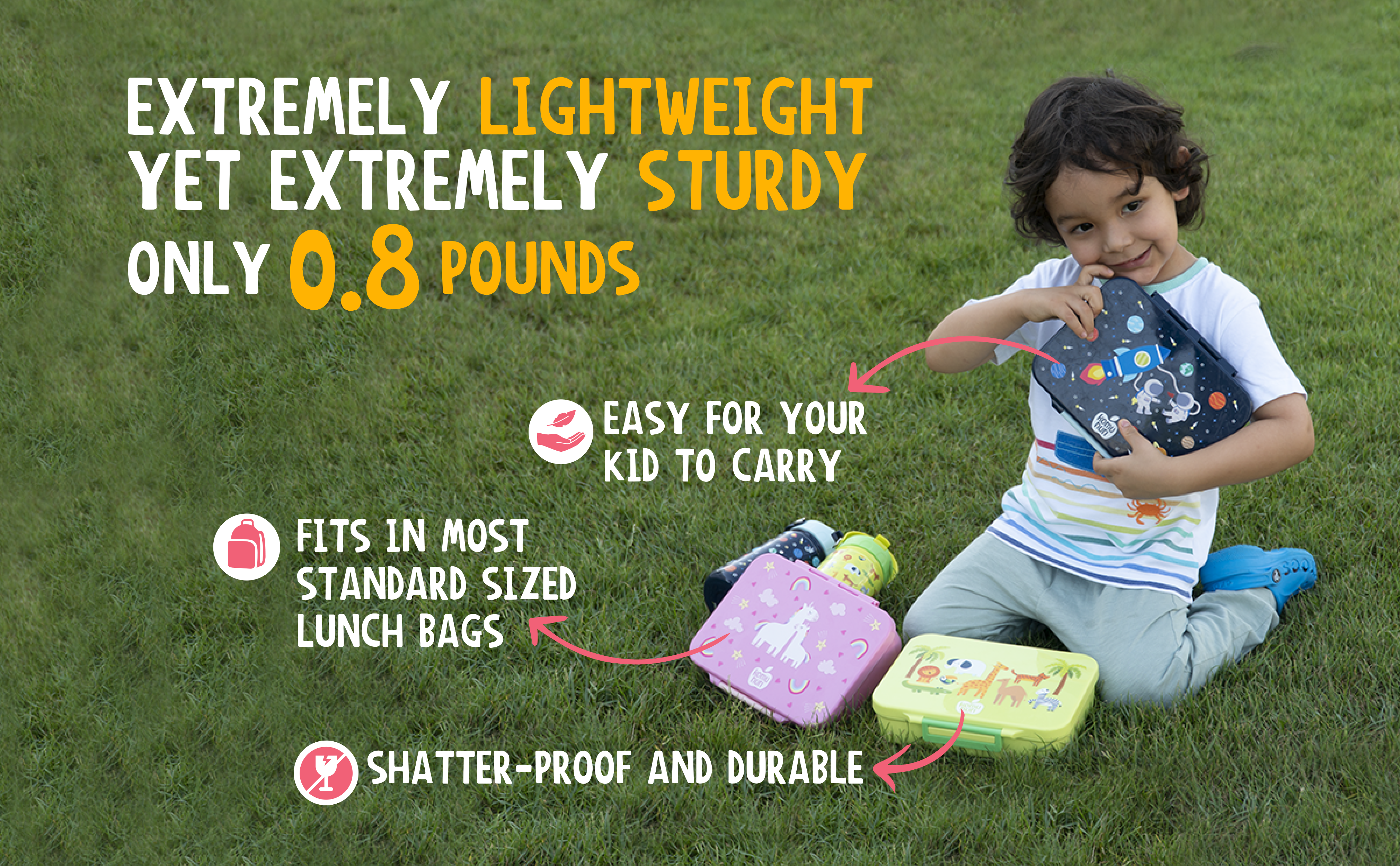 Premium Tritan LeakProof Bento Lunch Box - 4 or 5 Compartments - True Pink - Unicorn & Rainbow