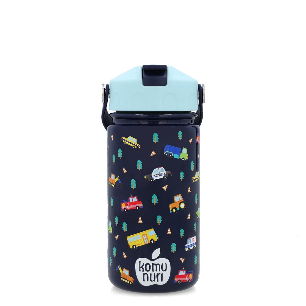 LeakProof Tritan Bento Box & Spill-Proof Insulated Water Bottle, Dishwasher Safe, BPA Free (Deep Blue - Vehicles/Car)