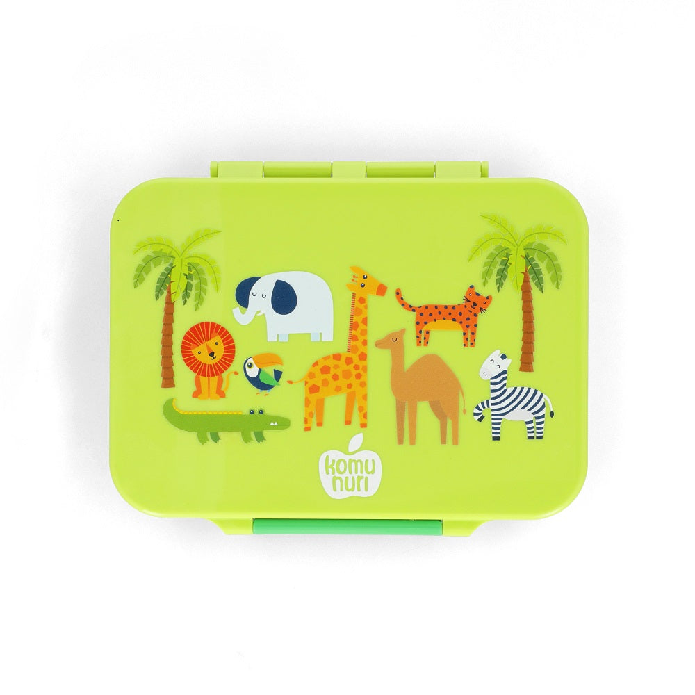 LeakProof Bento Lunch Box - 4 or 5 Compartments - Lime Green - Safari