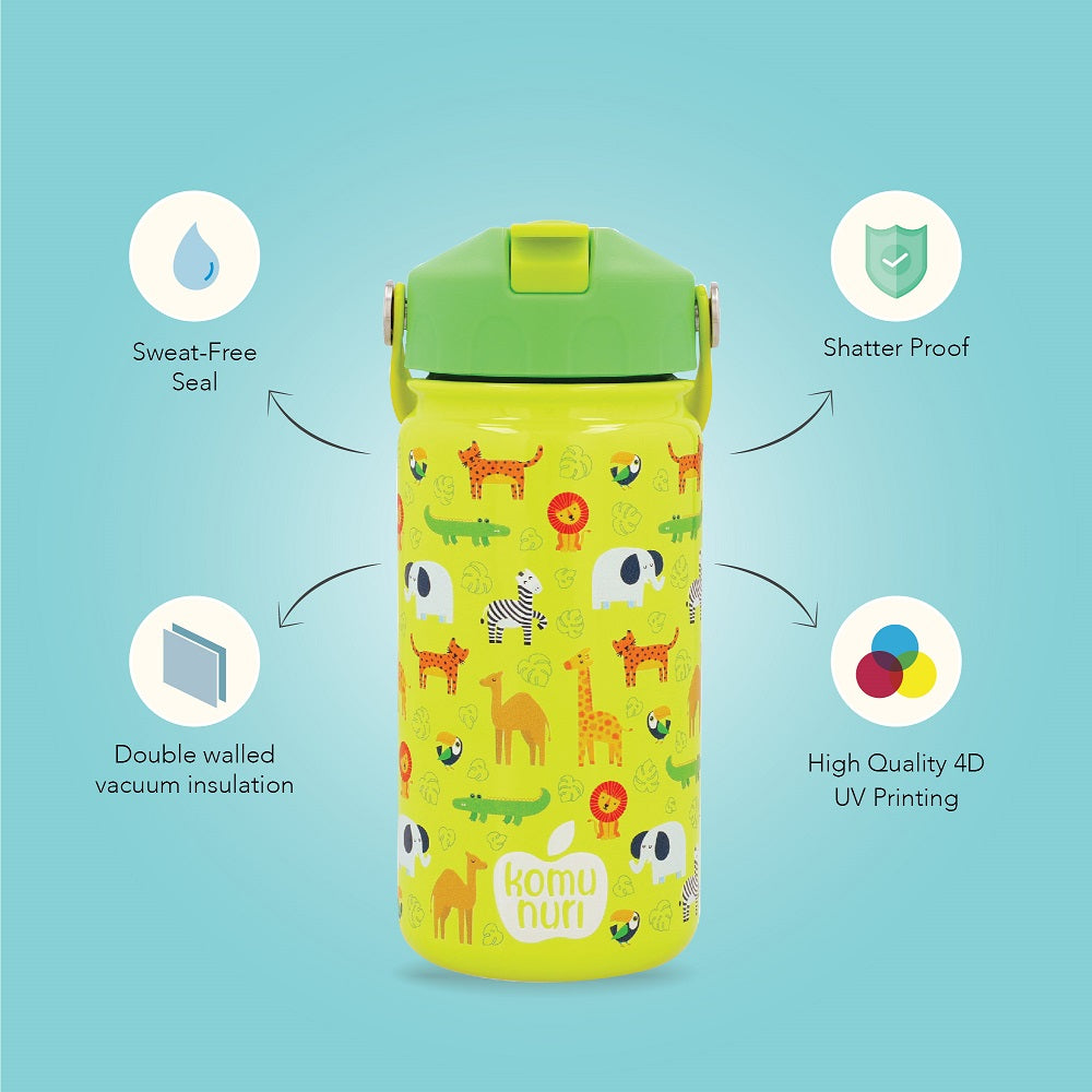 jarlson kids water bottle - mali - insulated stainless steel water bottle  with chug lid - thermos - girls/boys (