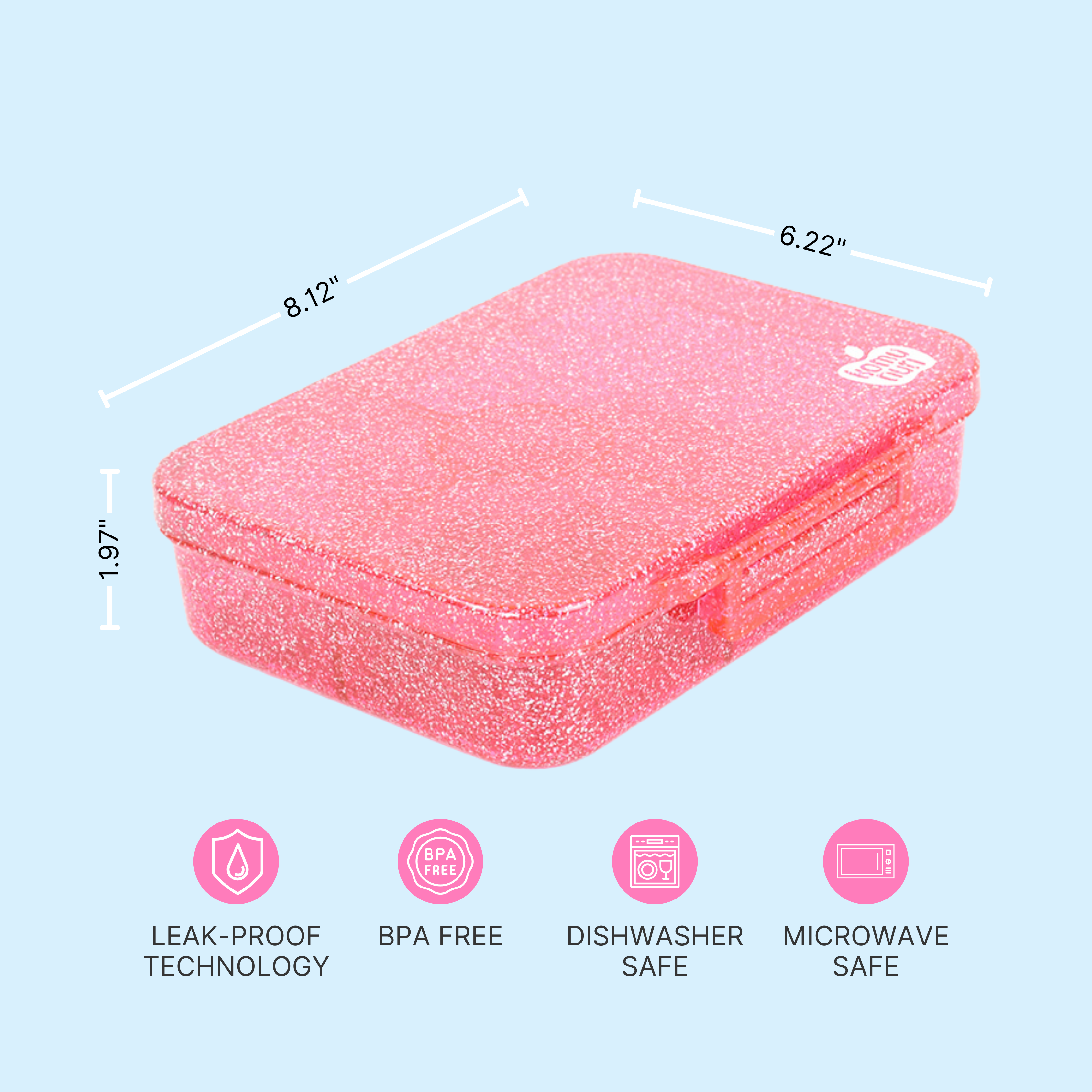 Premium Tritan LeakProof Bento Lunch Box - 4 or 5 Compartments - Glitter -  Pink