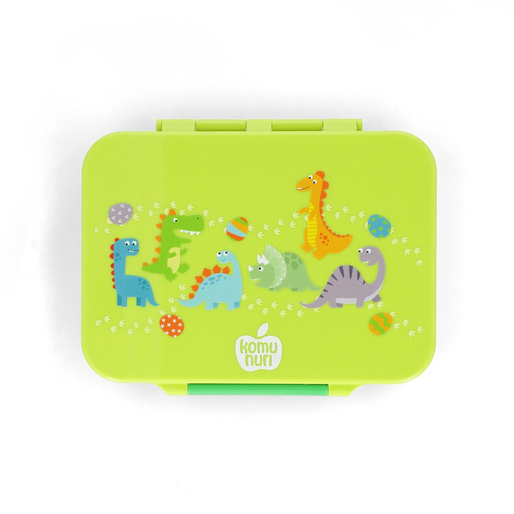 LeakProof Bento Lunch Box - 4 or 5 Compartments - Lime Green - Dinosaurs