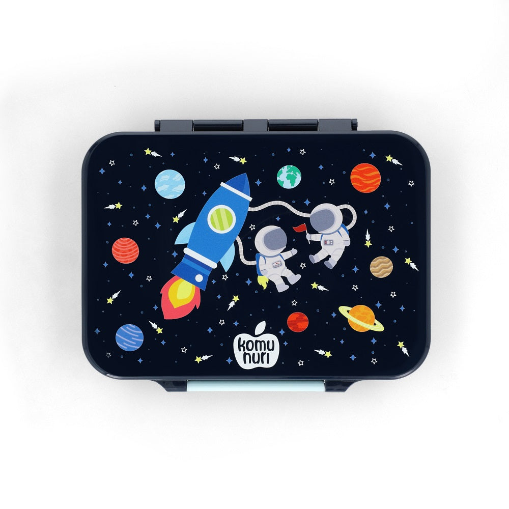 Premium Tritan LeakProof Bento Lunch Box - 4 or 5 Compartments - Deep Blue - Space & Astronaut