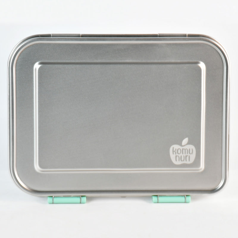 Komunuri Leakproof Stainless Steel Bento Lunch Box - 3 Compartments - Mint Aqua