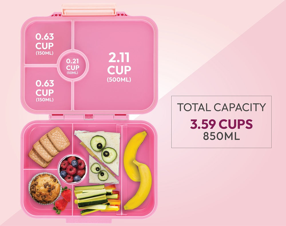 Premium Tritan LeakProof Bento Lunch Box - 4 or 5 Compartments - True Pink - Butterflies & Flowers