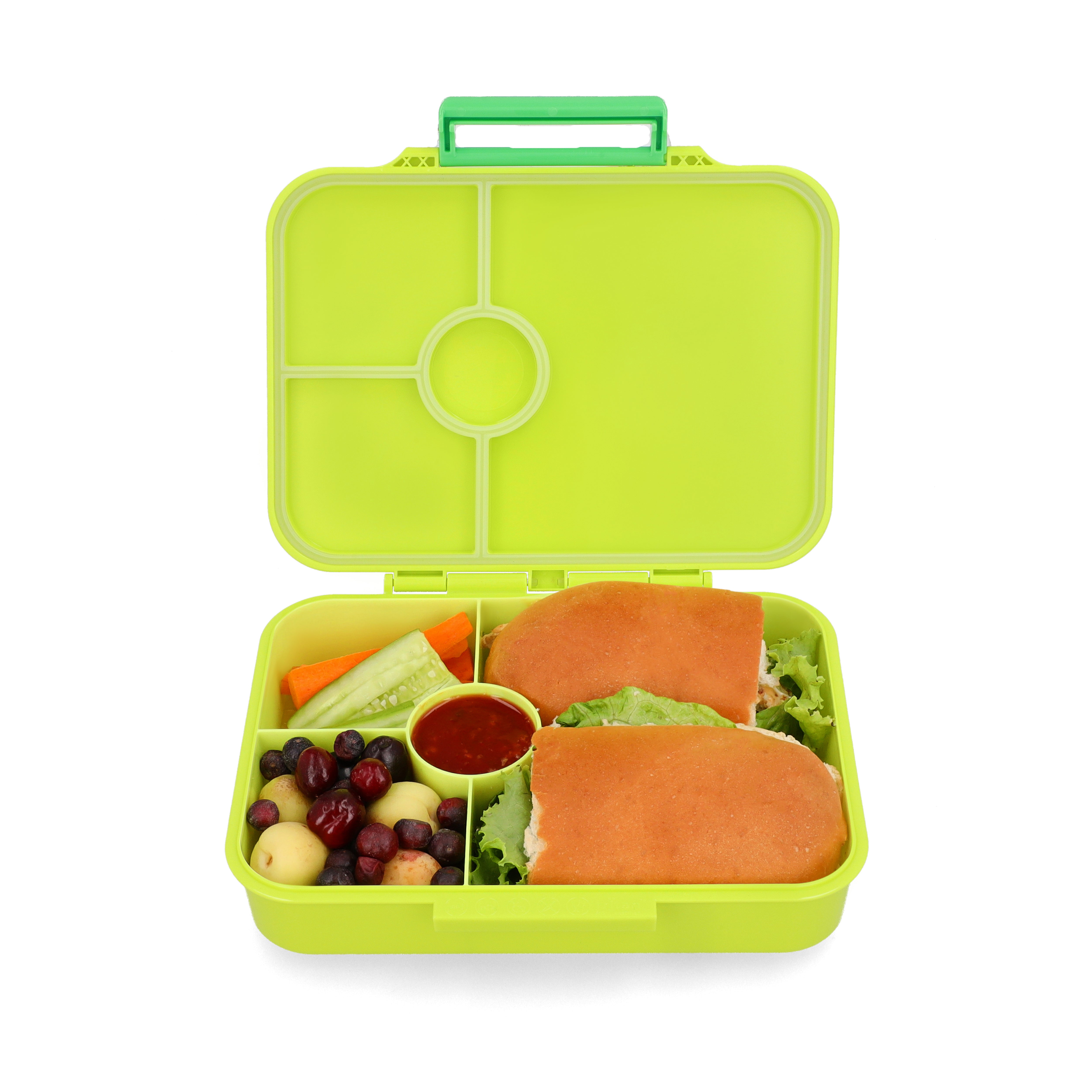 Premium Tritan LeakProof Bento Lunch Box - 4 or 5 Compartments - Lime Green - Dinosaurs