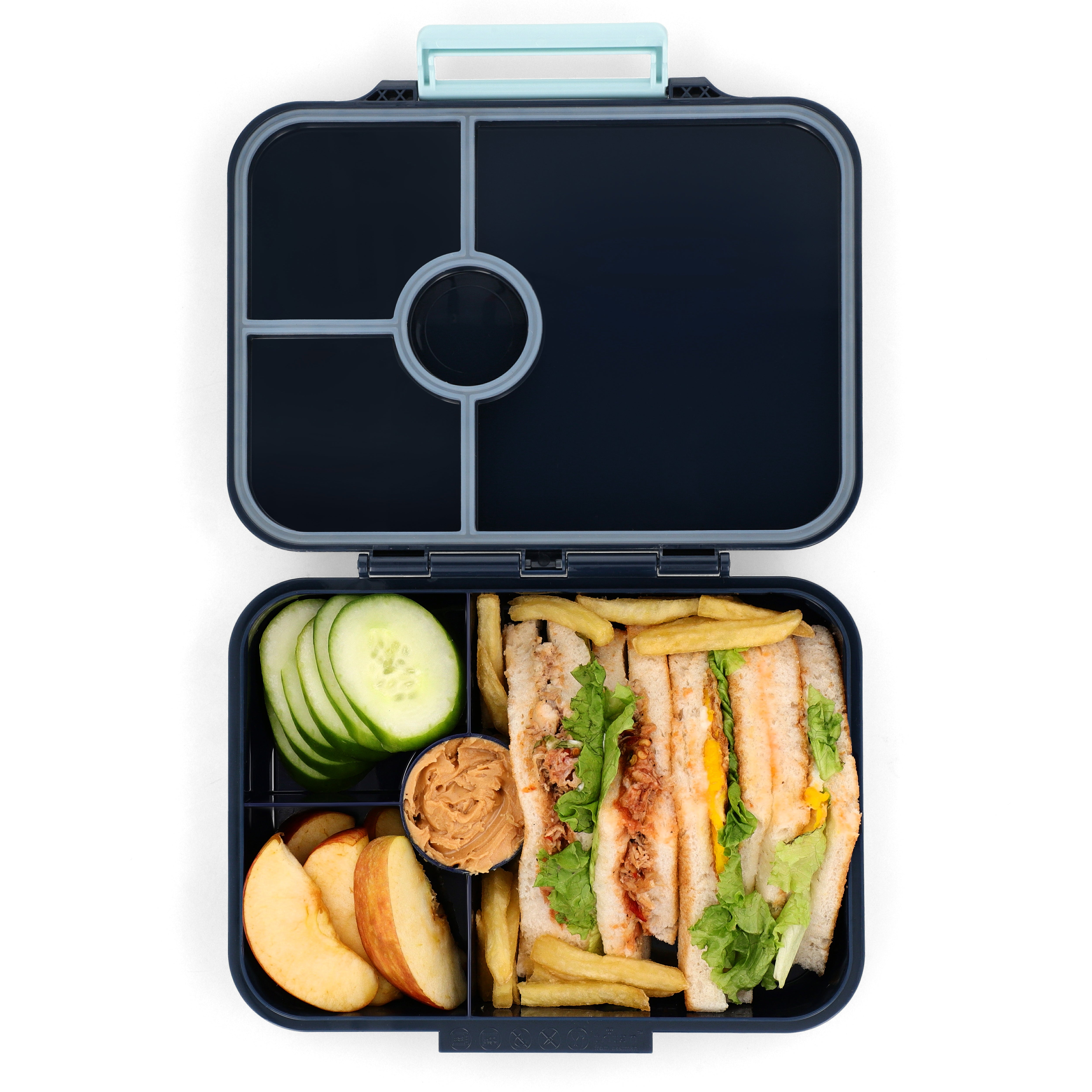LeakProof Tritan Bento Box & Spill-Proof Insulated Water Bottle, Dishwasher Safe, BPA Free (Deep Blue - Vehicles/Car)