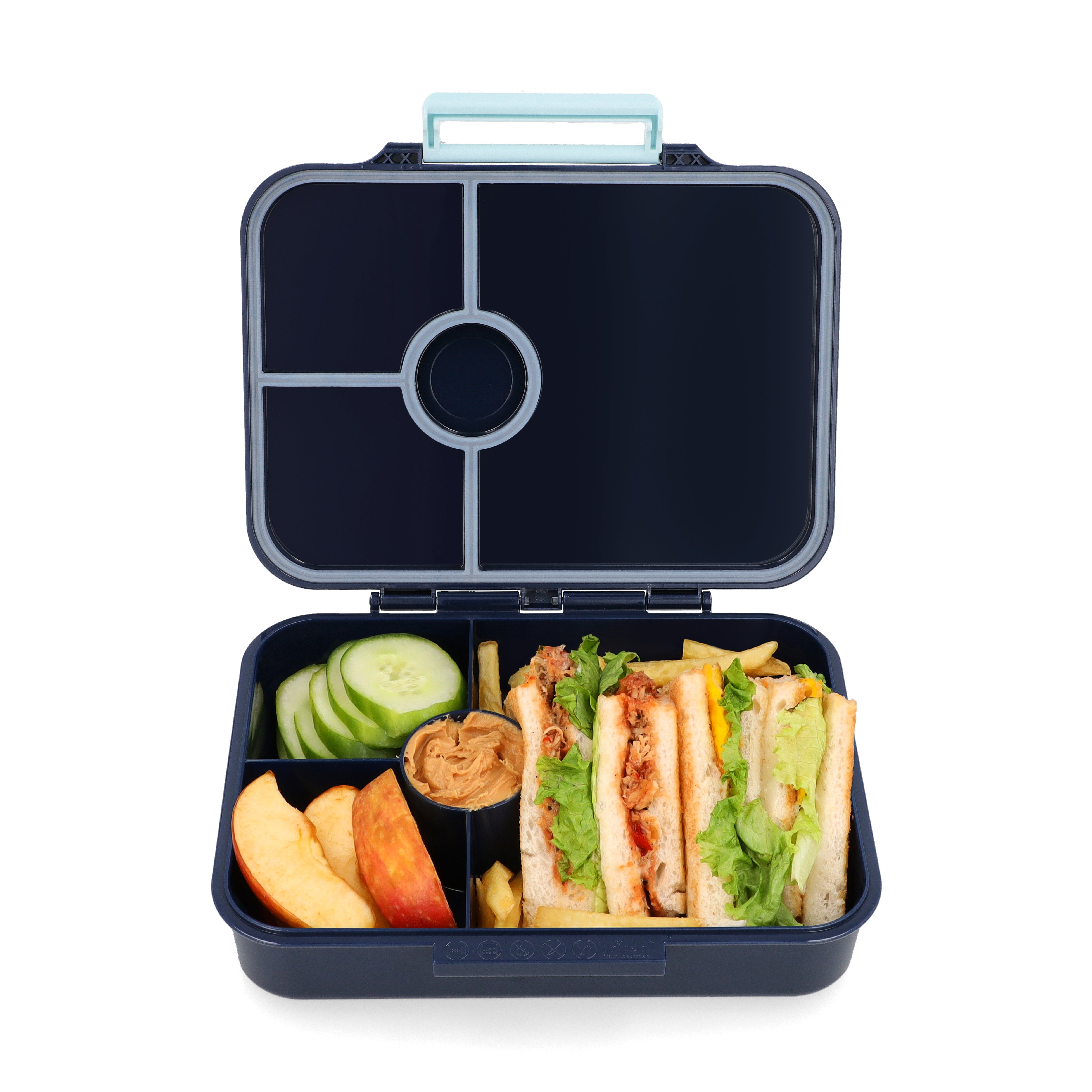 Premium Tritan LeakProof Bento Lunch Box - 4 or 5 Compartments - Deep Blue - Vehicles