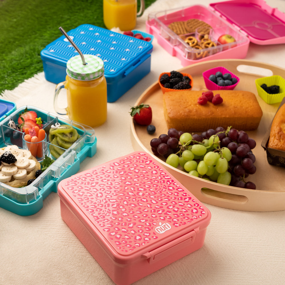 Premium Tritan Leakproof Bento Lunch Box - 4 Compartments -  PINK - LEOPARD